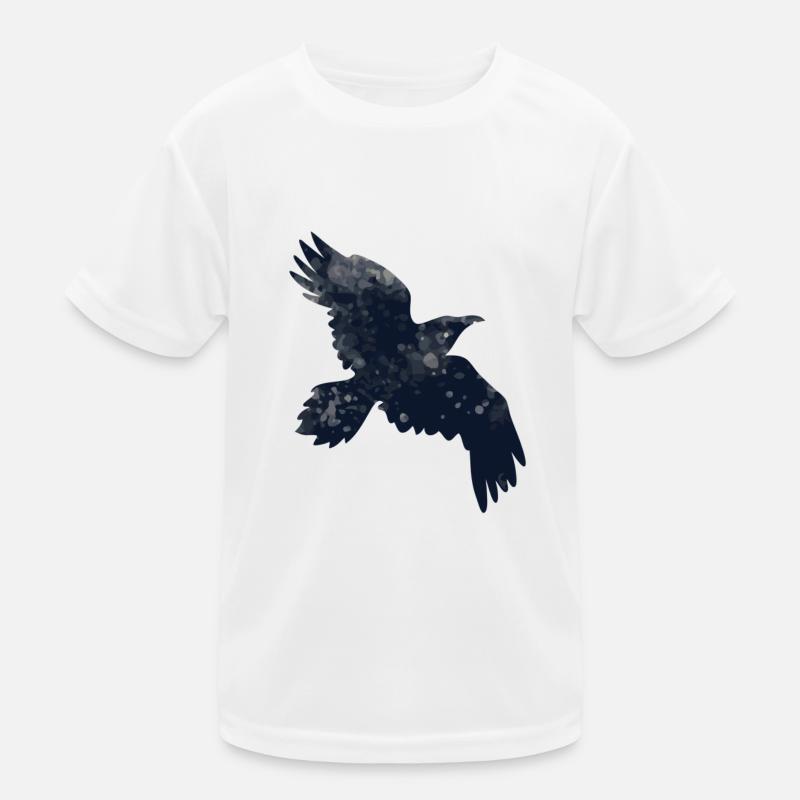 Retro Crow Flying Raven Distressed Flying Bird Kids Functional T-Shirt
