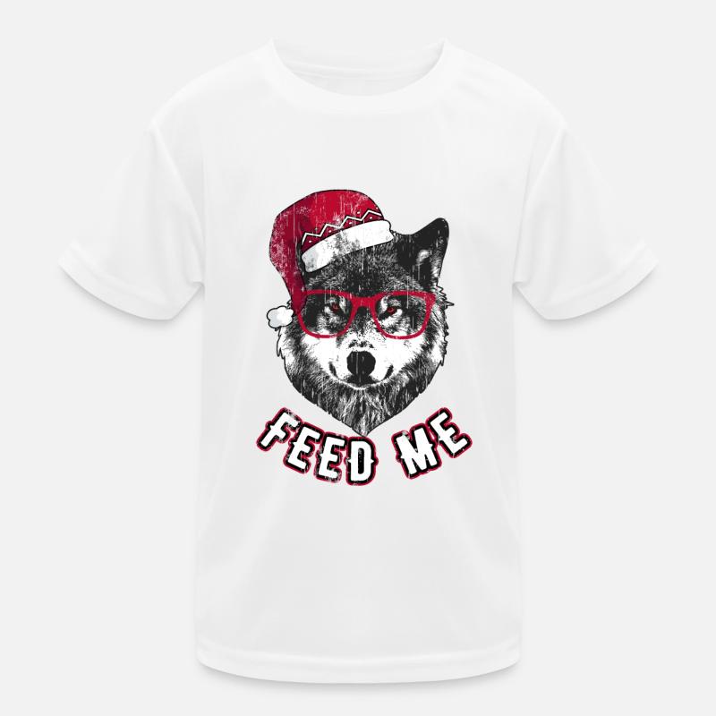 Feed Me – Grumpy Christmas Wolf Kinder Funktions-T-Shirt