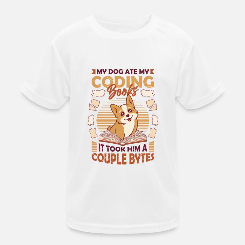 Dog Bytes Code Computer Joke Programming Kids Functional T-Shirt
