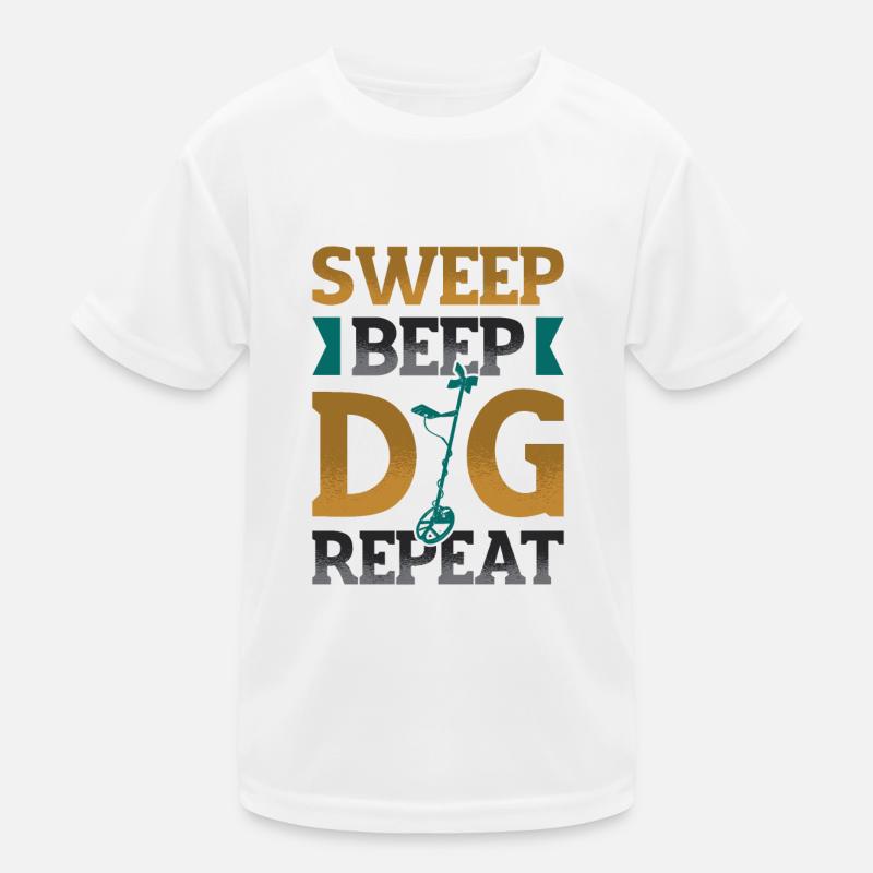 Sweep Beep Dig Repeat Treasure Hunt Metal Kids Functional T-Shirt