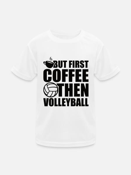 Volleyball Aufschlag Volleyballspieler Kaffee - Kinder Funktions-T-Shirt - Weiß - Vorne