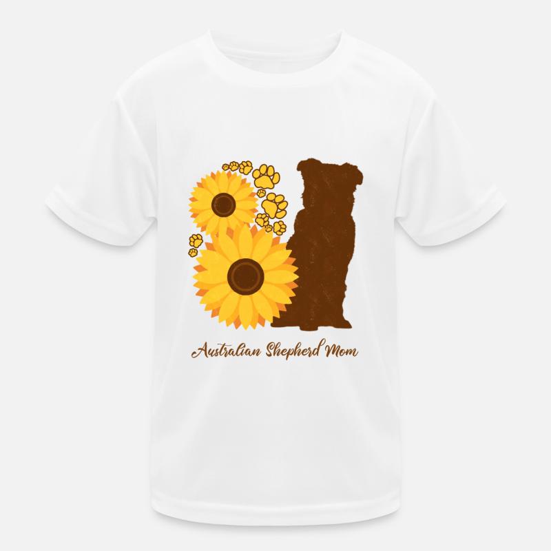 Sonnenblumenmutter - Australischer Schäferhund Kinder Funktions-T-Shirt