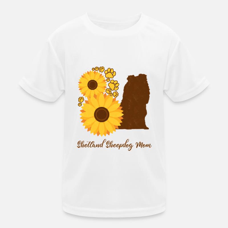 Sonnenblumenmutter - Shetland Sheepdog Kinder Funktions-T-Shirt