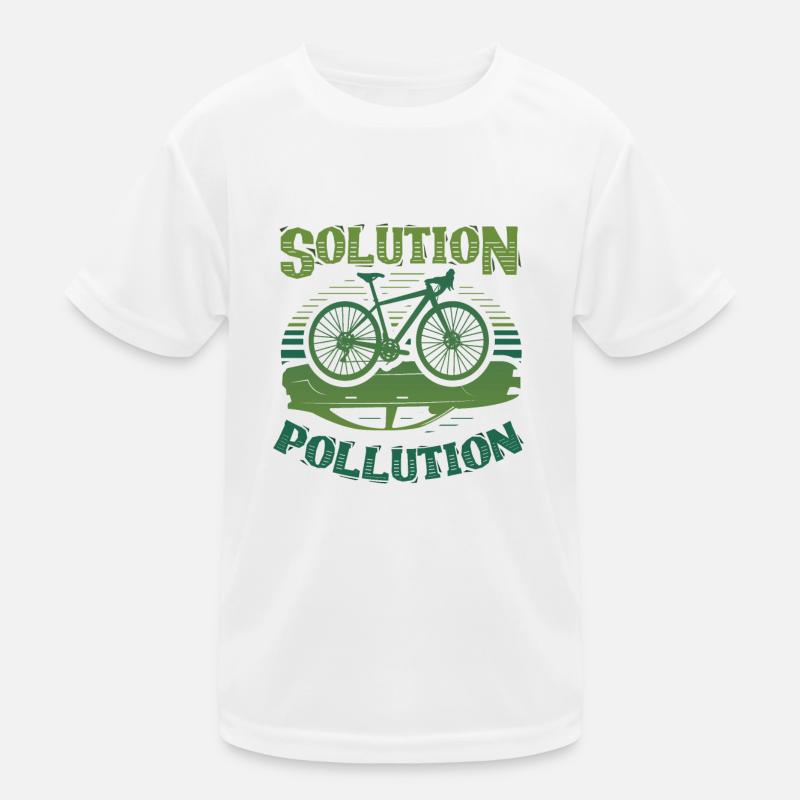 Polution Solution Umweltschutz Radfahren Kinder Funktions-T-Shirt