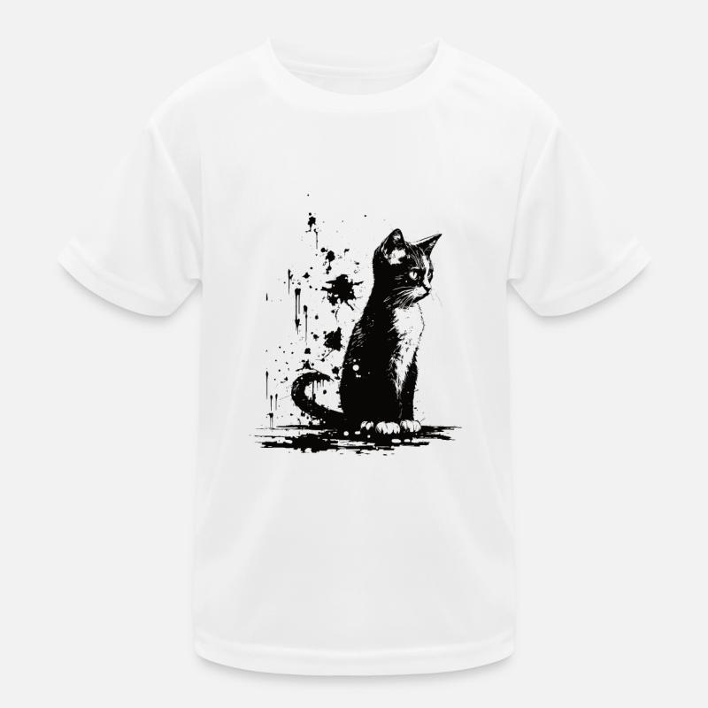 Pochoir de chat blanc et noir T-shirt sport Enfant