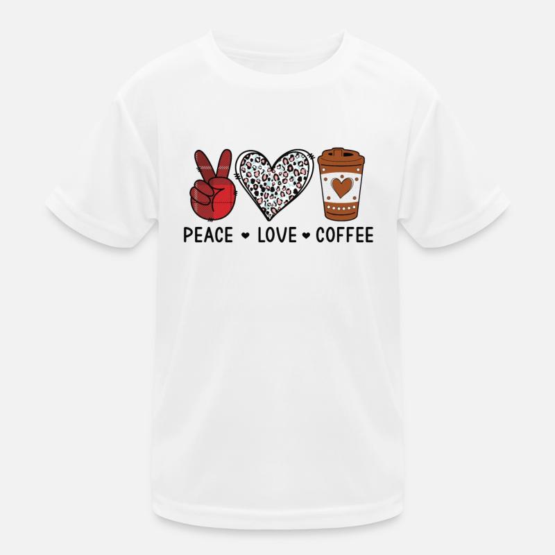 Frieden Liebe Kaffee Kaffeebohnen Herzsymbol Kinder Funktions-T-Shirt