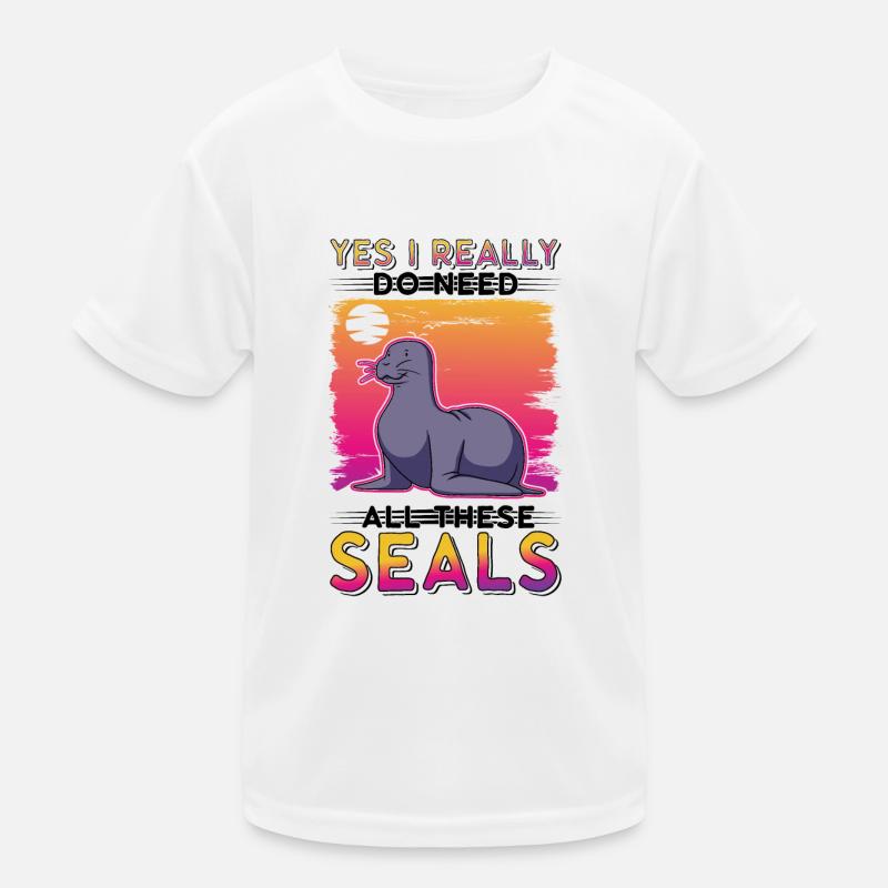 Robbe Geschenk Seehund Seelöwe Kinder Funktions-T-Shirt