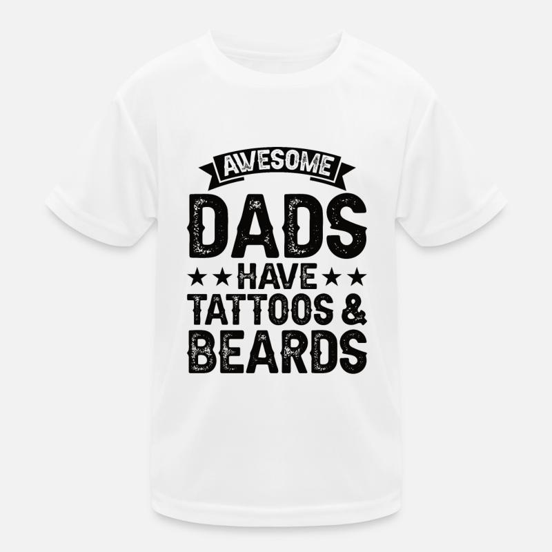 Father Tattoo Beard Dad Cool Tattooed Art Kids Functional T-Shirt