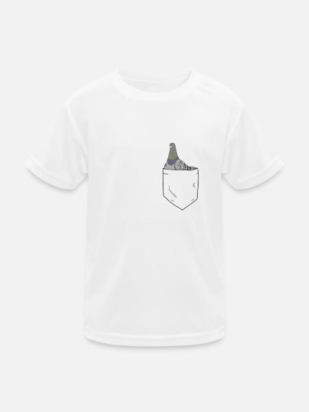 Taube in Brusttasche Taubenzüchter - Kinder Funktions-T-Shirt - Weiß