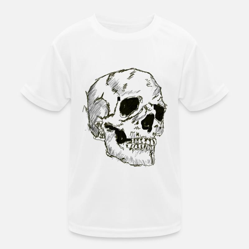 Line drawing skull, Kids Functional T-Shirt