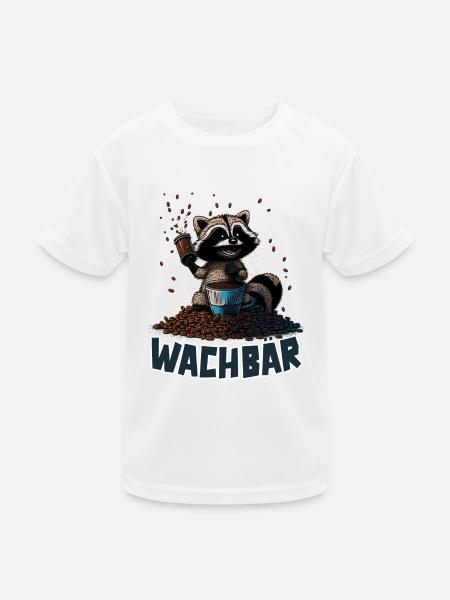 Wachbär Waschbär Motiv Köstüm Bild Mode Rave - Kinder Funktions-T-Shirt - Weiß