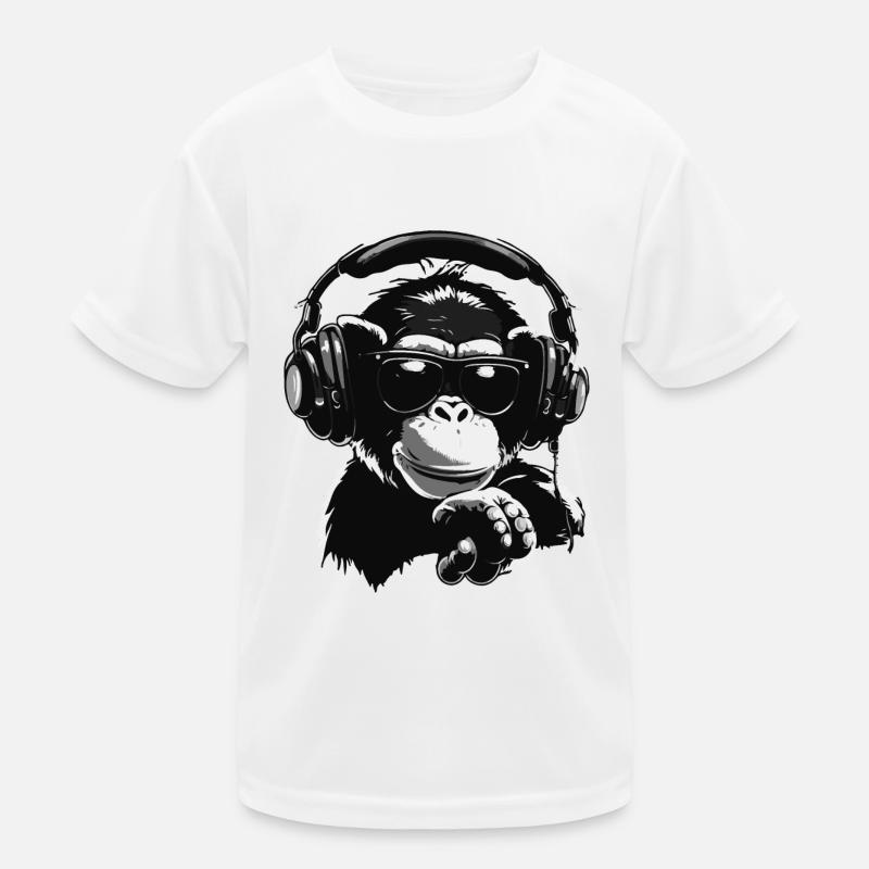 Cooler DJ Affe Kinder Funktions-T-Shirt