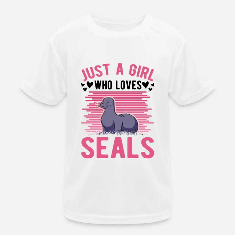 Robben Mädchen Seehund Seelöwe Kinder Funktions-T-Shirt