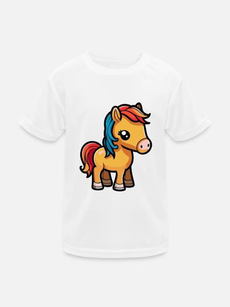 Cute horse for school beginners and kindergarten children - Kids Functional T-Shirt - white - Front