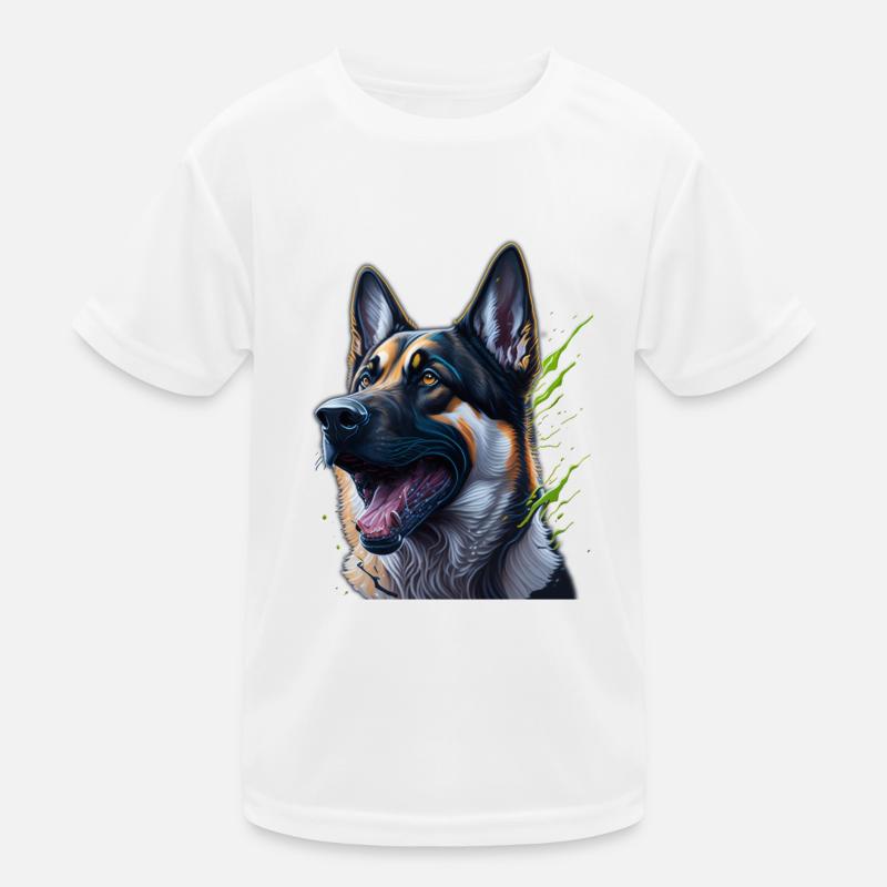 German Shepherd Head Splashart Kids Functional T-Shirt