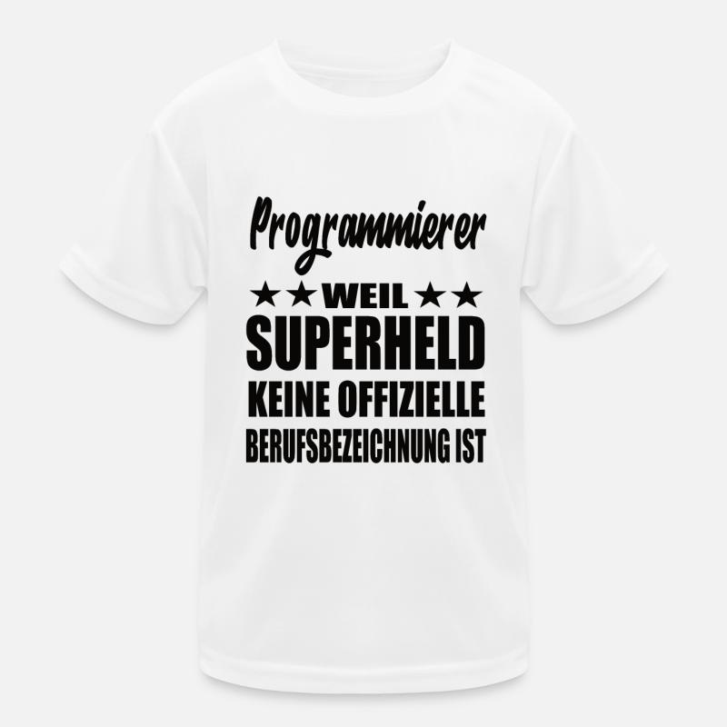 Programmierer Superheld Spruch - Kinder Funktions-T-Shirt - Weiß
