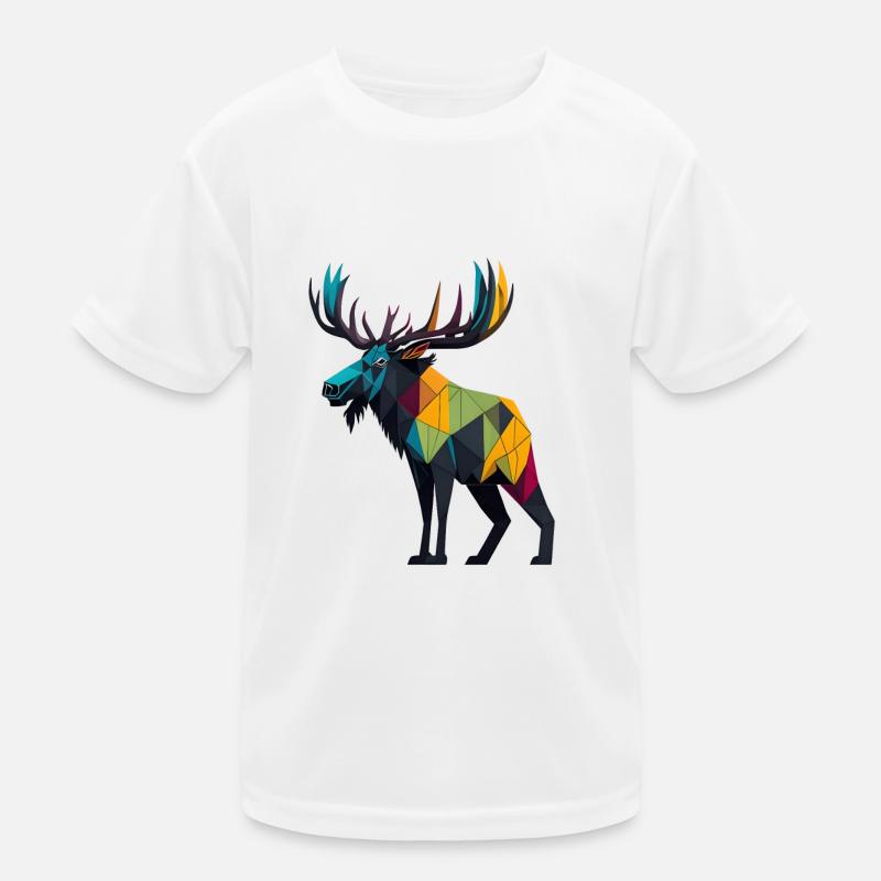 Colourful Geometric Moose Kids Functional T-Shirt
