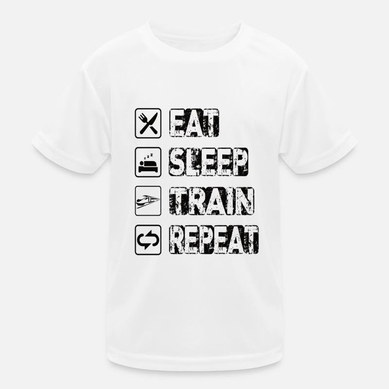Manger le sommeil Train Répéter T-shirt sport Enfant