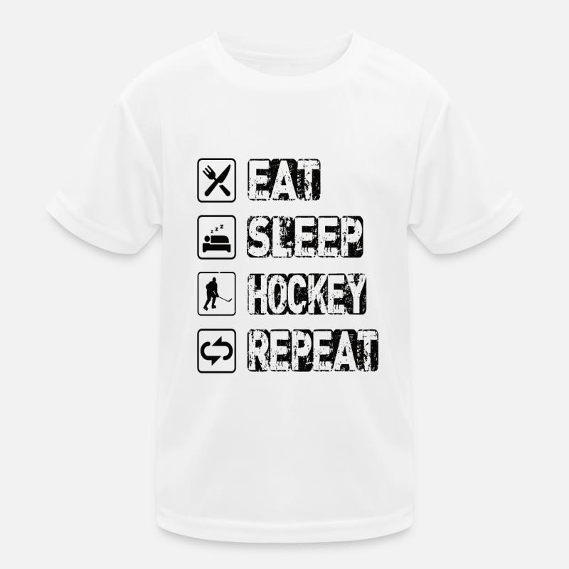 Eat Sleep Hockey Repeat Kinder Funktions-T-Shirt