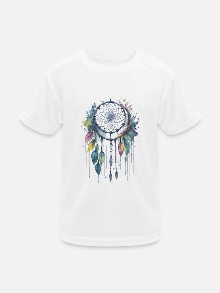 Skurrile Träume: Ein zarter Aquarell-Traumfang - Kinder Funktions-T-Shirt - Weiß