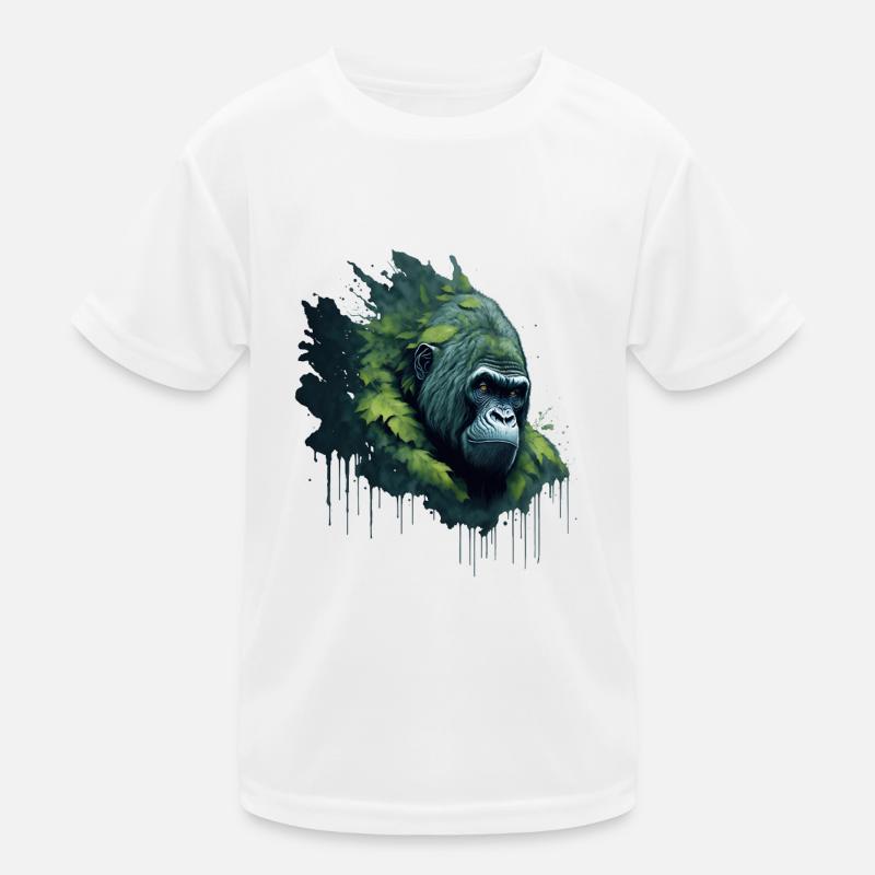Aquarelle Gorille avec des feuilles T-shirt sport Enfant