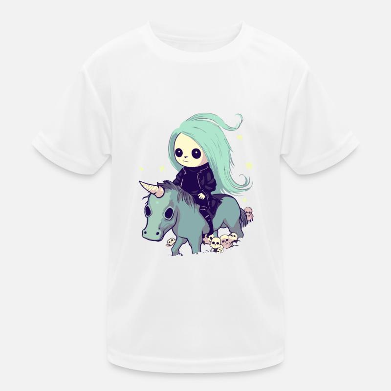 Pastell Goth Kawai Tod Sensenmann Mädchen Einhorn Kinder Funktions-T-Shirt