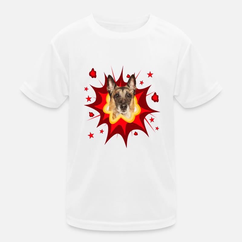 Comic Hund Design - Pow - Malinois Kinder Funktions-T-Shirt