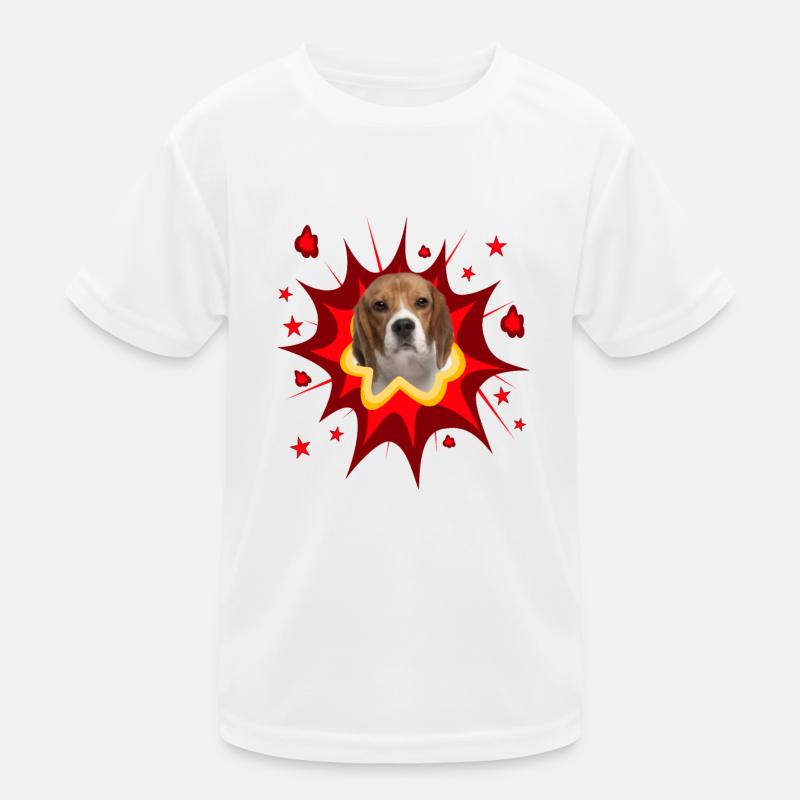 Comic Hund Design - Pow - Beagle Kinder Funktions-T-Shirt