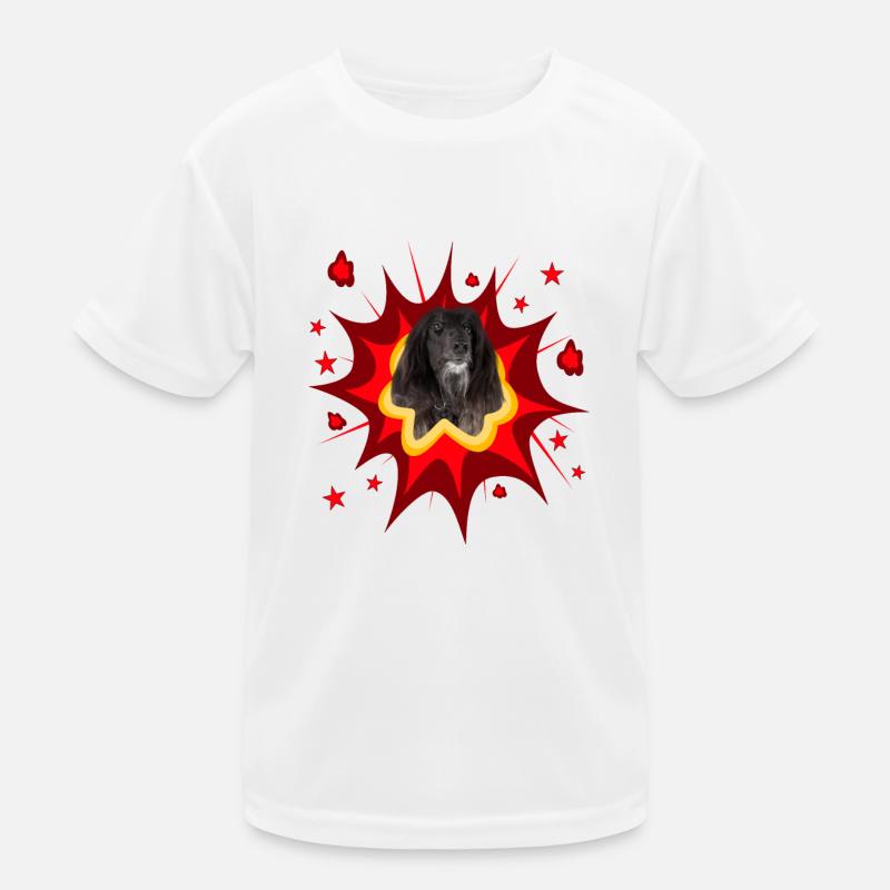 Comic Hund Design - Pow - Afghanischer Windhund Kinder Funktions-T-Shirt