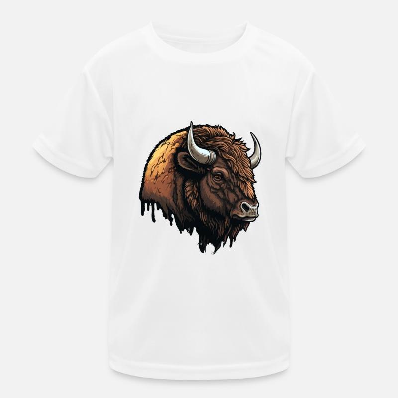 Großer Bison Kinder Funktions-T-Shirt