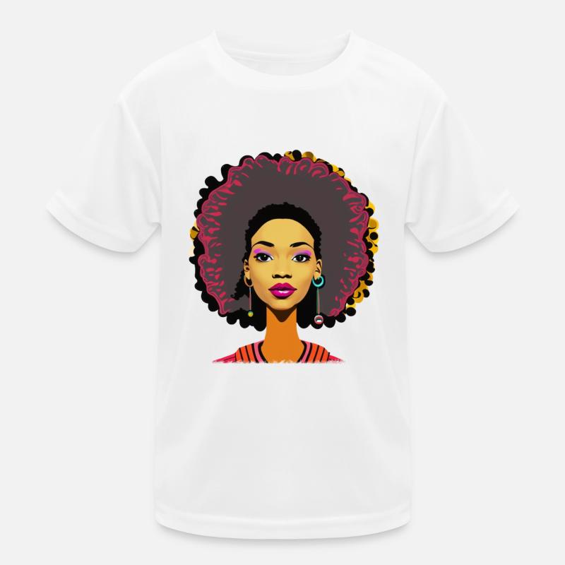 Dame mit Afro Kinder Funktions-T-Shirt