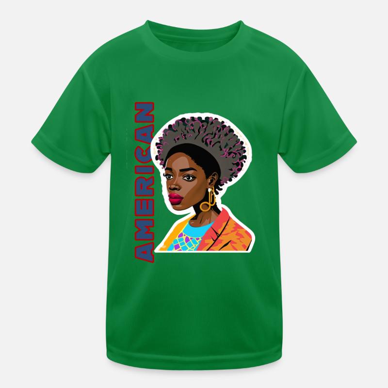 Dame noire avec lettrage américain T-shirt sport Enfant