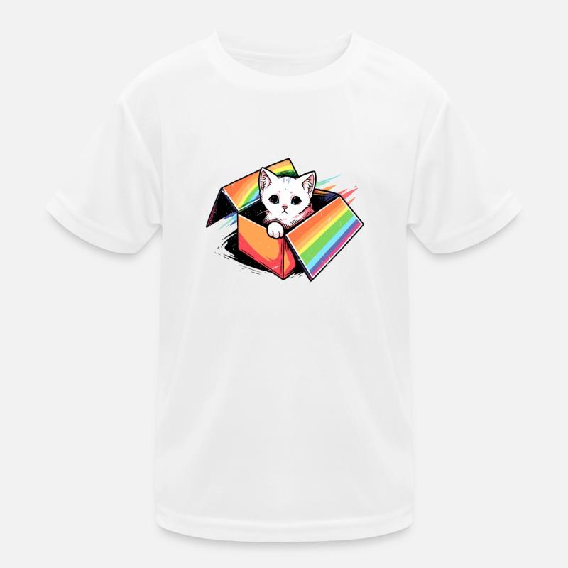 Cute Cat Pet Lover Rainbow LGBT Community Pride Kids Functional T-Shirt