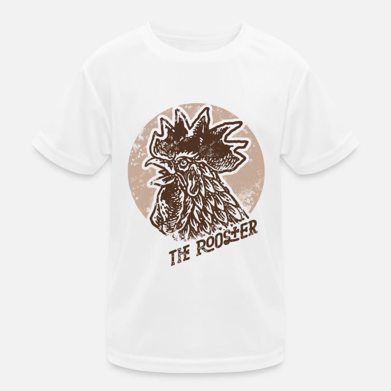 rooster old stamp - Kids Functional T-Shirt - white