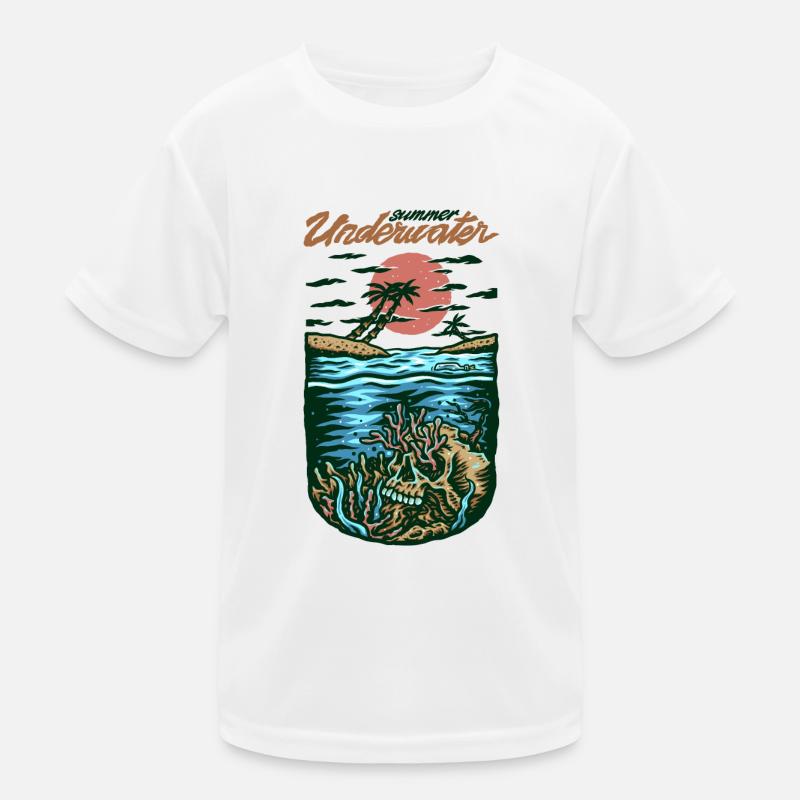 Schädel im Meer Kinder Funktions-T-Shirt