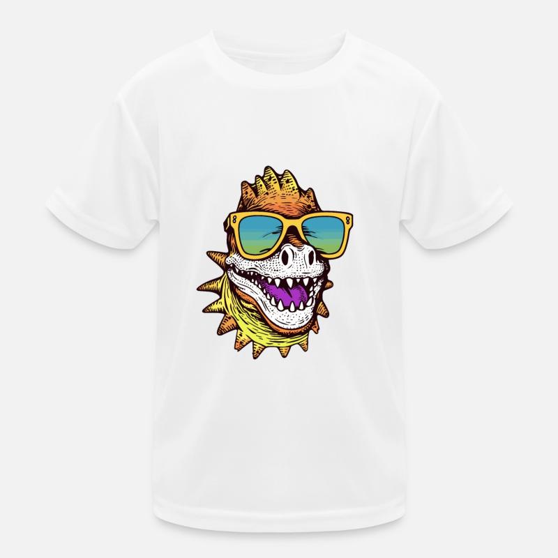 Glücklicher Dinosaurier mit Brille Kinder Funktions-T-Shirt