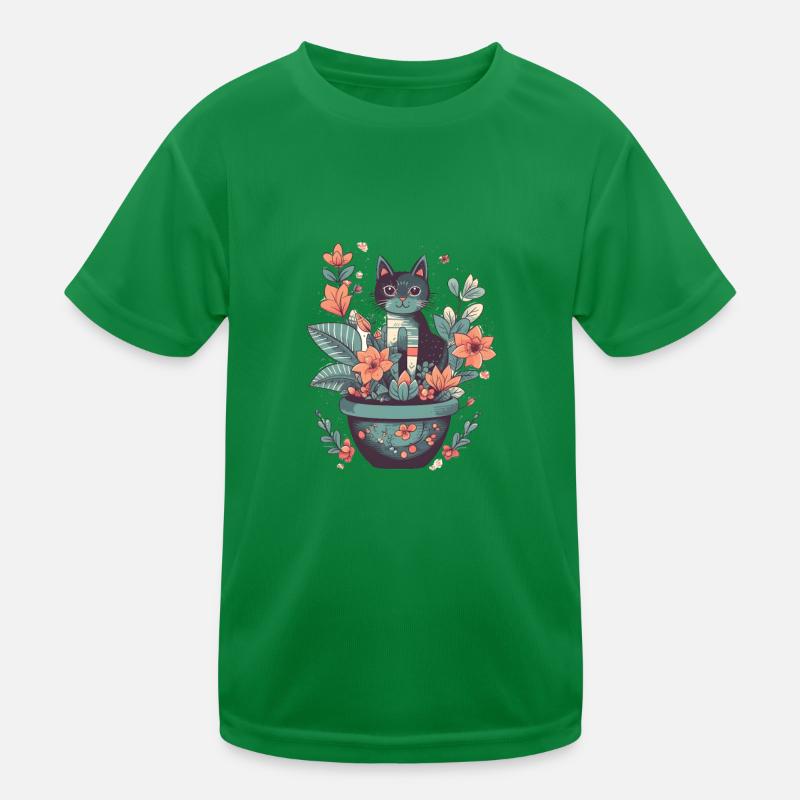 Chat en pot de fleurs avec des fleurs T-shirt sport Enfant
