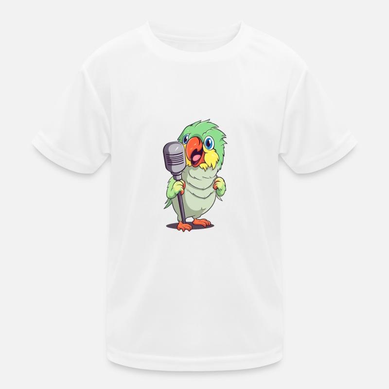 Comic bird rocks the microphone - Bunte Kids Functional T-Shirt