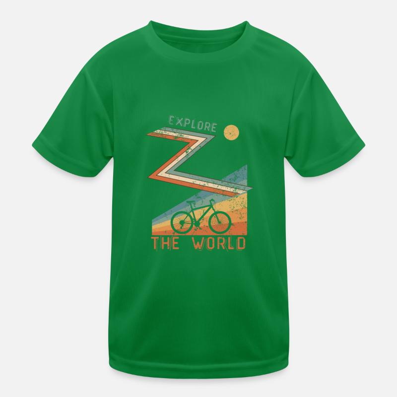 Gift for cyclist EXPLORE THE WORLD Kids Functional T-Shirt