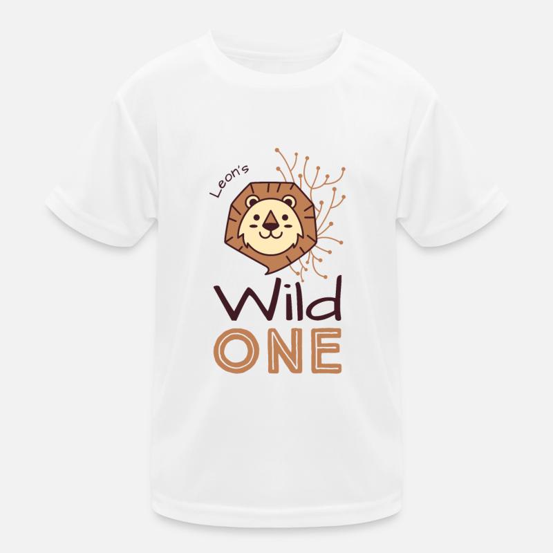 Leon Wild One 1 Geburtstag Löwe Kinder Funktions-T-Shirt