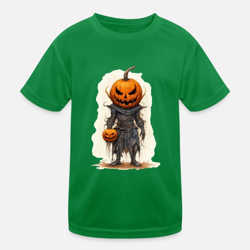 Halloween Jack O Lantern Skull Pumpkin Kids Functional T-Shirt