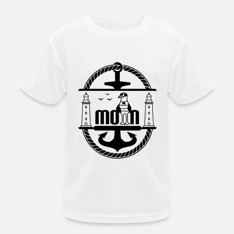Schiff Anker mit Möwe und Leuchtturm Moin Kinder Funktions-T-Shirt