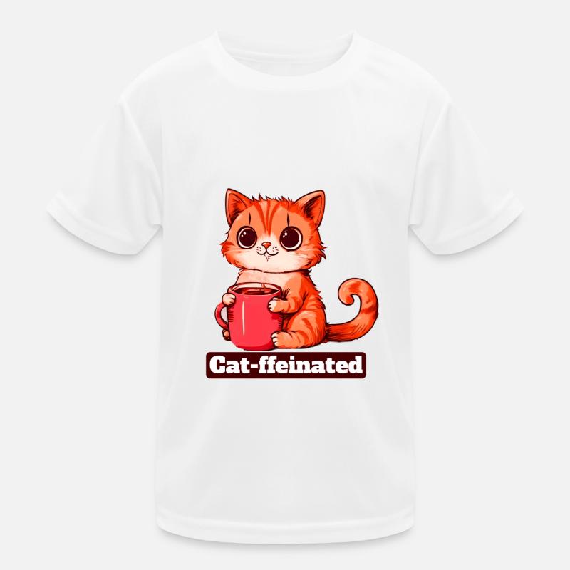 Drôle de chat buvant du café T-shirt sport Enfant