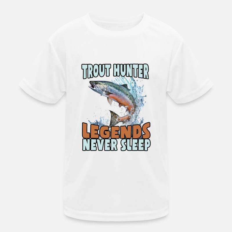 Pêche, Truite, Saumon, Pêcheur, Pêcheur, Perche T-shirt sport Enfant