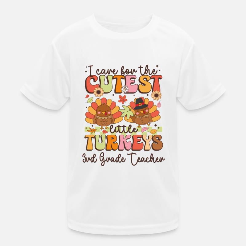 Professeur de 3e année Je m’occupe des dindes les plus mignonnes Th T-shirt sport Enfant