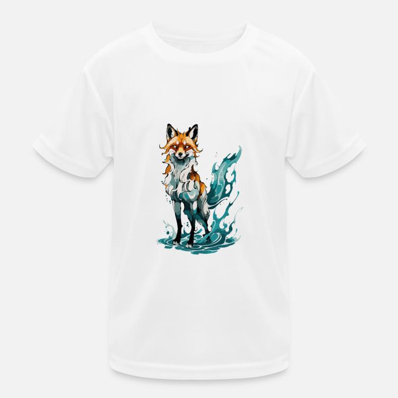 Fuchs steht in ruhigen Gewässern Kinder Funktions-T-Shirt