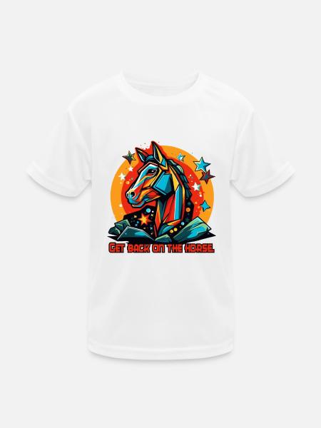 Zurück im Sattel, zurück aufs Pferd - Kinder Funktions-T-Shirt - Weiß - Vorne