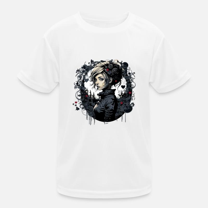 Pretty gothic emo girl Kids Functional T-Shirt