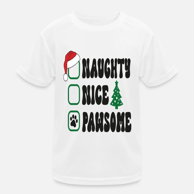 Naughty Nice Pawsome Kinder Funktions-T-Shirt