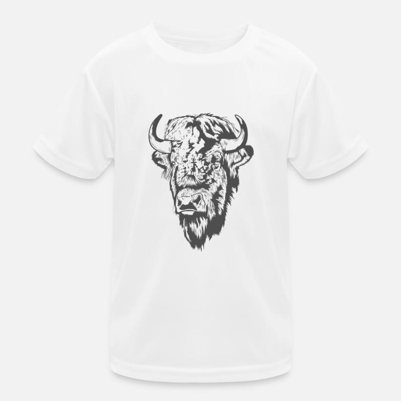 Bison Kopf Tier Kinder Funktions-T-Shirt